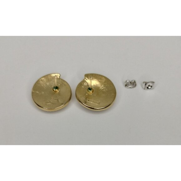 Vintage Trifari Gold Tone Lucite Blue Iridescent Earring Retro Statement Jewelry - Picture 13 of 16